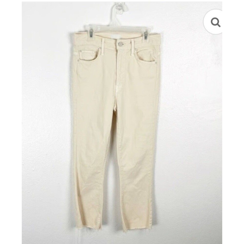 Mother The Insider Crop Step Fray Jeans Chalk it Up Ivory Womens 27